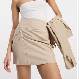 ASOS DESIGN Ruched Mini Skirt Stone size 2-NWT